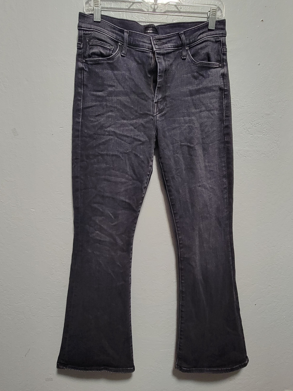 MOTHER Black Charcoal Flare Jeans